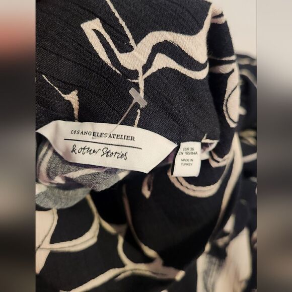 & Other Stories Abstract Print Belted Long Sleeve Midi Dress Size Small - Picture 8 of 14